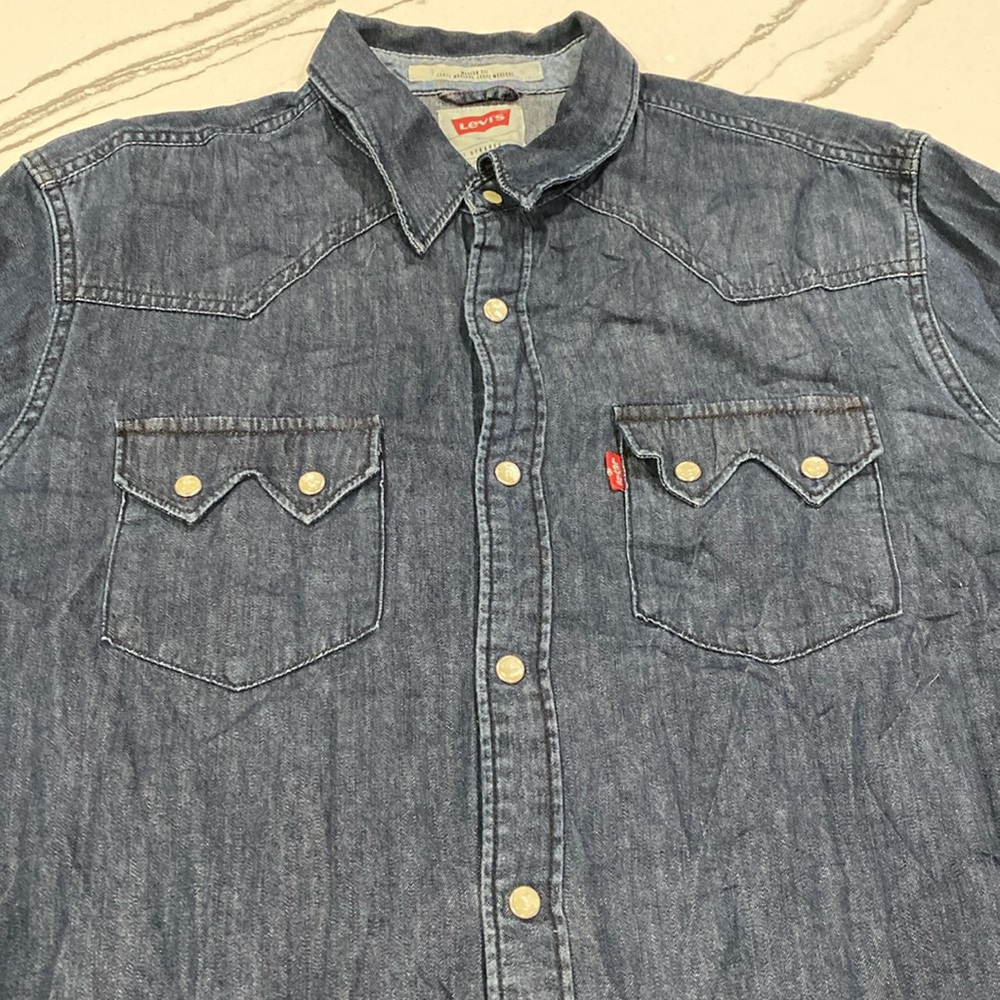 Levi Pearl Snap Long Sleeve Western Shirt Large